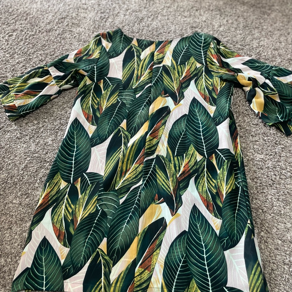 Tropical Leaf Print Casual Dress